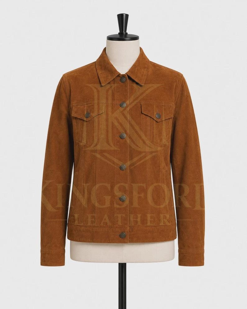 Brown suede trucker jacket, western cut