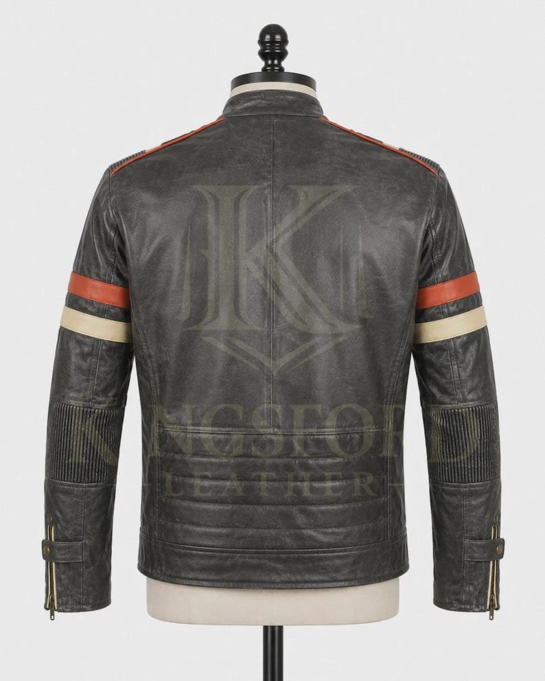 Black cafe racer, racing stripes alternate angle