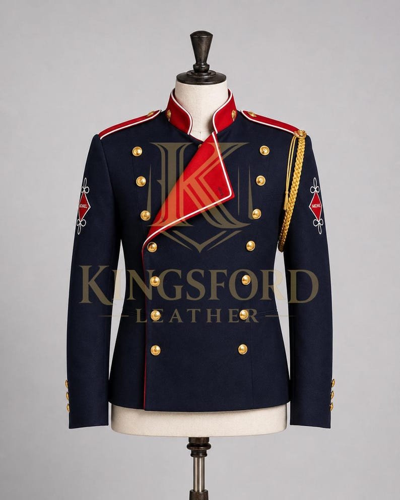 Navy military officer jacket, gold buttons