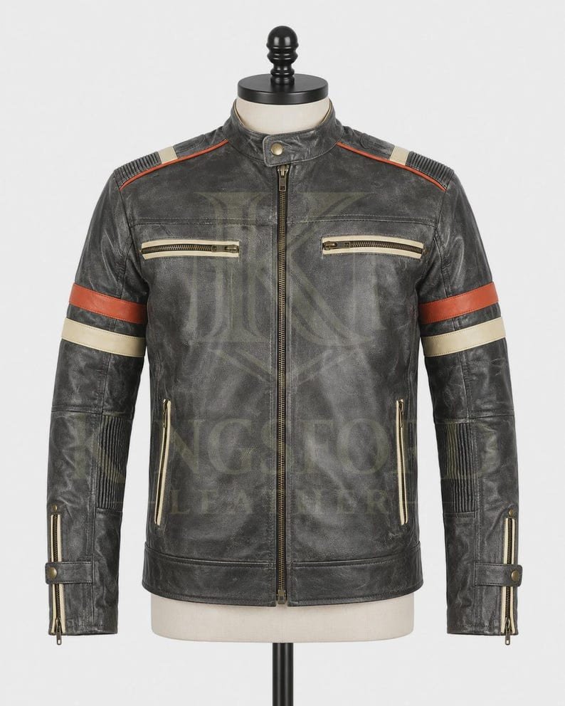 Black cafe racer, racing stripes